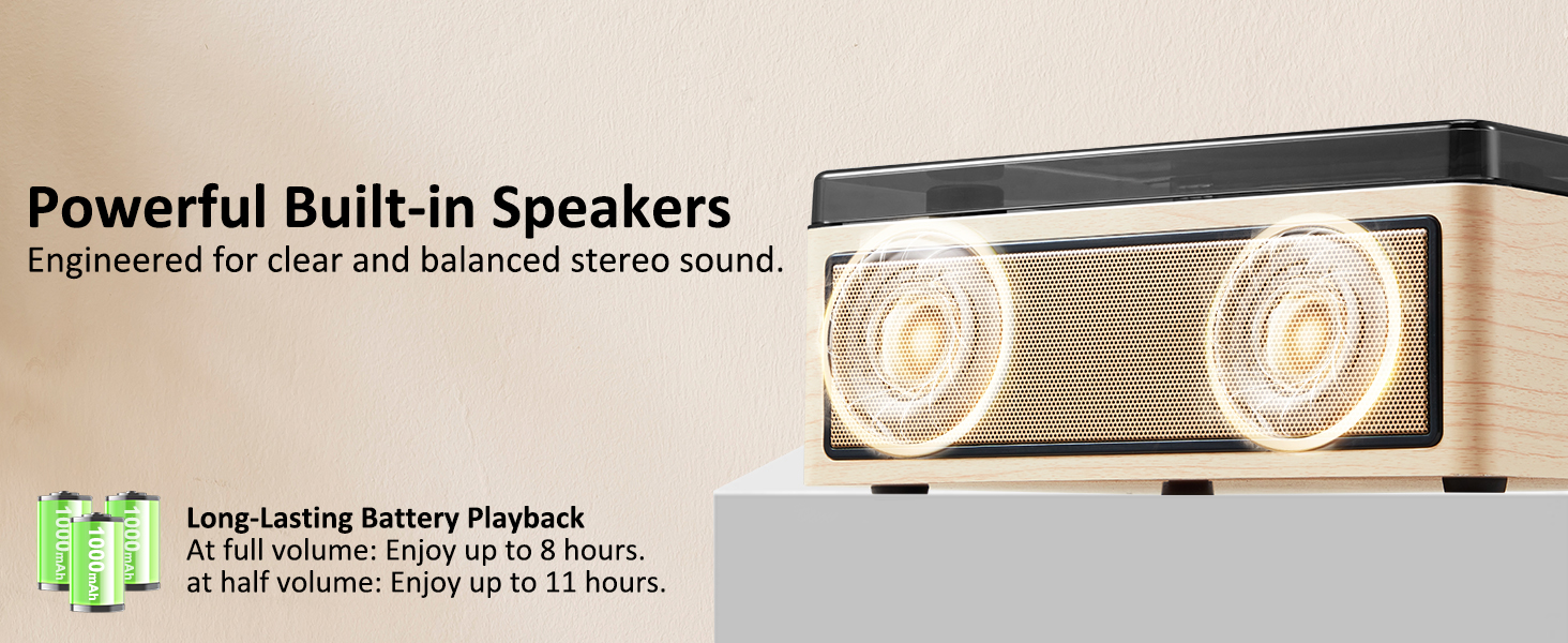 cd player with built in speakers stereo sound battery powered long lasting