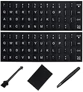 English Keyboard Stickers[5 in 1],Replacement English Keyboard Sticker with White Font on Black B...