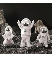 Ni-JASW 3 Pcs Silver White Astronaut Statues Set, Spaceman Sculpture Figurines Home Ornament Cake...