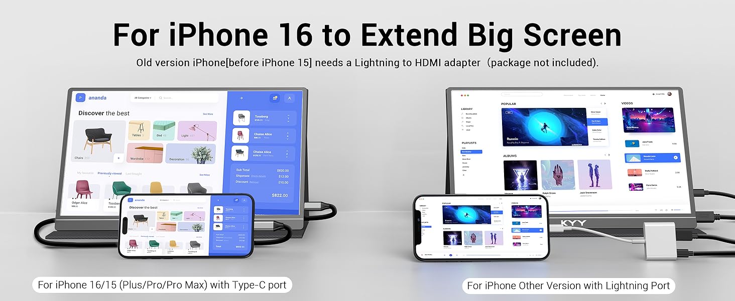 KYY portable monitor with iPhone