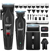 Professional Hair Clippers for Men, Cordless Complete Barber Kit with Electric Hair Clipper T-Bla...