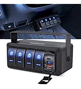 Nilight 4 Gang Rocker Switch Box 12V SPST ON Off Switch PD Type C and QC 3.0 USB Charger Voltmete...