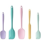 Silicone Spatula Set, 5 Piece Food Grade Rubber Spatulas for Baking, Cooking, and Mixing High Hea...