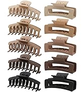 10 PCS Large Hair Claw Clips for Thick Hair, 4.1 Inch Matte Big Hair Clips for Women, Neutral Col...