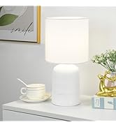 Lampwell Maye Small Table Lamp for Living Room as Bedside Table Lamp for Bedroom,Modern Ceramic T...