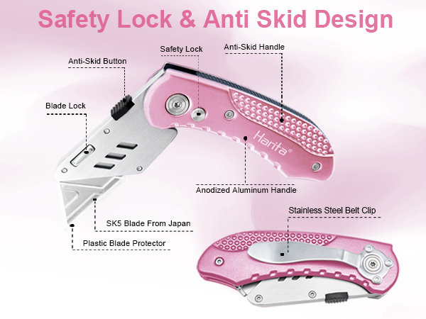 box cutter utility knife-pink-HR04S