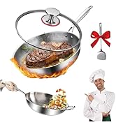 Pure Titanium Pan 28cm Titanium Hammered Pattern Pans Saucepan for Cooking, Scratch-Resistant Non...
