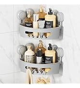 LEVERLOC Corner Shower Caddy Suction Cup, shower shelves suction cup, 2 Pack Basket Powerful Bath...
