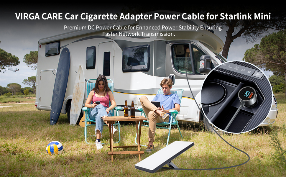 VIRGA CARE Car Cigarette Adapter Power Cable for Starlink Mini