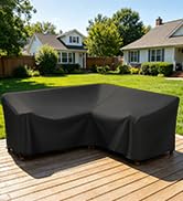 SunPatio Outdoor Sectional Sofa Cover, 420D Waterproof V-Shaped Furniture Couch Covers with Draws...