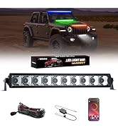 4WDKING RGB LED Light Bar for Pickup, 22 inch Super Bright Multi-Color Flood Spot Combo LED Fog D...