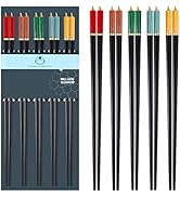 5 Pairs Chopsticks Premium Reusable Dishwasher Safe, 9.57 inch/24.3cm Chopsticks, Matte Non-Slip ...