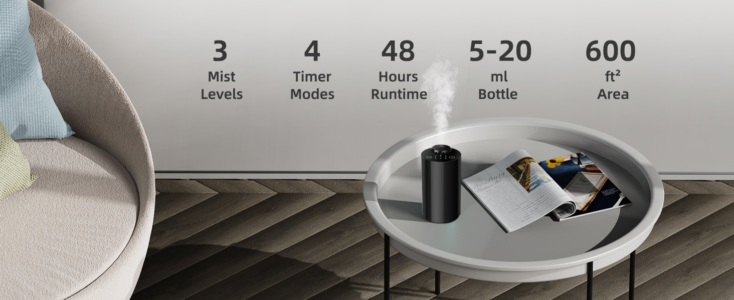 waterless car diffuser essential oil scent aromatherapy air freshener battery operated mini cordless