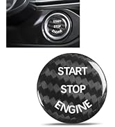 Arwrilt Car Push Start Button Cover, Carbon Fiber Engine Start Button Cover, Start Stop Button Co...