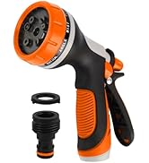 Garden Hose Nozzle with Adjustable 10 Watering Patterns, Water Hose Nozzle Sprayer with Slip Resi...