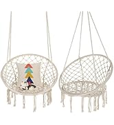 Garpans Hammock Chair Macrame Swing Set of 2 Bohemian Style Hammock Swing Chair with Tassels Hang...