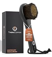 TheraCopper Copper Dry Facial Brush – Lymphatic Drainage Facial Dry Brush for Face with Natural C...