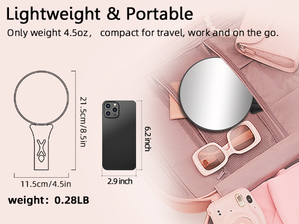 Dual-Sided Handheld Magnifying Makeup Mirror