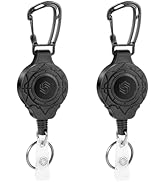 BESARME 2 Pack Retractable Keychain Badge Reel Heavy Duty Carabiner Badge Holder Tactical ID Badg...