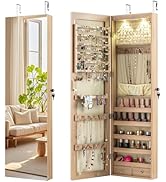 Giantex Wall or Door Mounted Jewelry Armoire with 47.5" Full Length Mirror, Lockable Cabinet with...