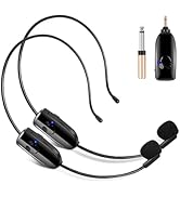 Wireless Microphone System for 2People, HUACAM 2.4G Dual Wireless Headset,and Handheld 2 in 1, 16...