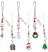SUNNYCLUE 1 Box 6Pcs Christmas Phone Charms Phone Pendant Strap Cellphone Charms Red Green Cute X...