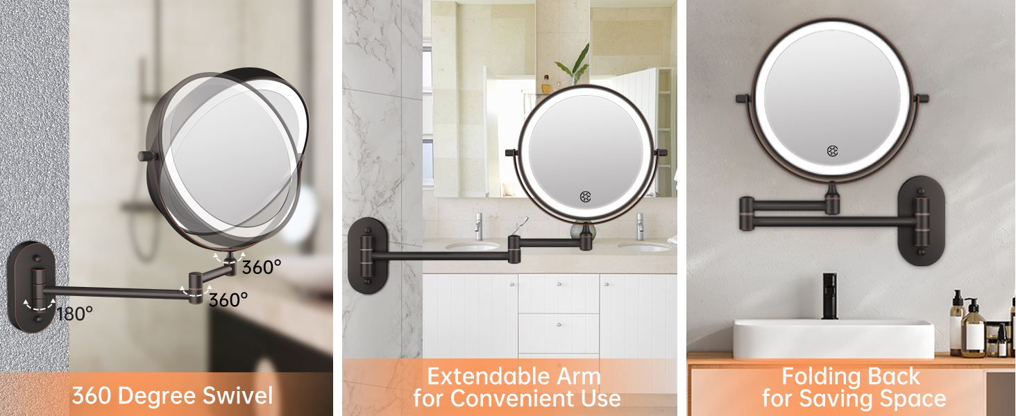 Extendable Wall Mounted Makeup Mirror