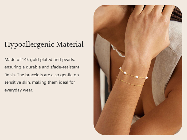 14k gold plated pearls bracelet