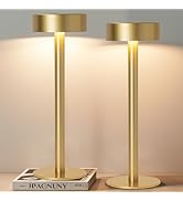 Briever 2 Pack Cordless Table Lamps, Rechargeable Battery Operated Lamp with 3 Colors Stepless Di...
