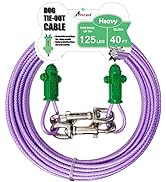 Petest Reflective Tie Out Cable with Crimp Cover for Heavy Dogs Up to 125 Pounds, 40 Feet