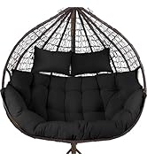 DANGHOOGY Outdoor Double Egg Chair Cushions, Waterproof Wicker Egg Chair Replacement Cushion, Thi...