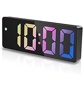 JXTZ Digital Alarm Clock, Rainbow LED Clock for Bedroom, Desk Clock with Snooze, Temperature Disp...