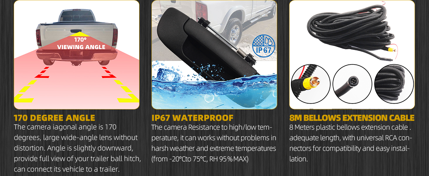 2002-2008 RAM 1500 tailgate handle with camera-2