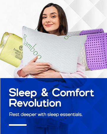 Enjoy restful sleep with plush pillows, breathable protectors, and soothing eye masks.