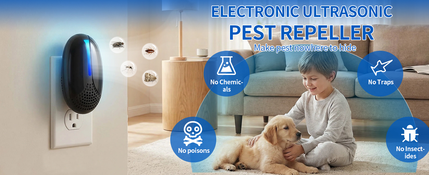 Electronic ultrasonic pest repeller make pest nowhere to hide