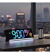 11-Inch LED Digital Wall Clock with RGB Flowing Light, Seconds, Date, Time, Temperature| Clear La...