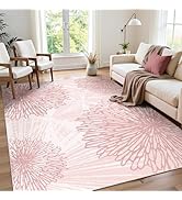 WITSHOCK Pink Rugs for Bedroom Girls: 5x7 Washable Pink Area Rug for Living Room Dining Room Nurs...