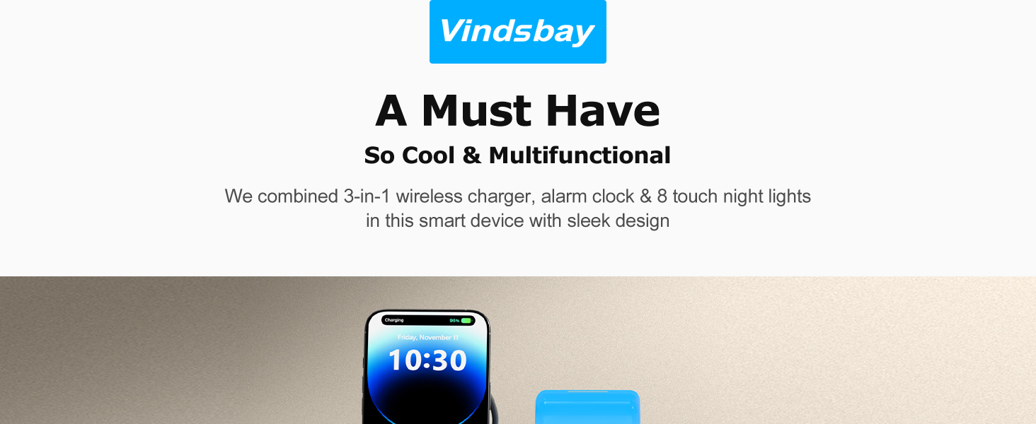 wireless charging station &amp;amp;amp; alarm clock &amp;amp;amp; touch nightlight