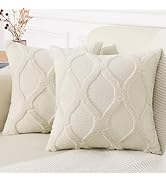 decorUhome Decorative Throw Pillow Covers 18x18 Set of 2, Soft Plush Faux Fur Wool Pillow Covers ...