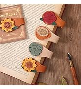 4PCS Vintage Magnetic Leather Bookmark, Leather Magnetic Bookmarks for Women, Magnetic PU Bookmar...