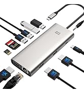 USB C Docking Station Dual Monitor, Minthouz Docking Station 3 Monitors with 2 HDMI,DisplayPort, ...