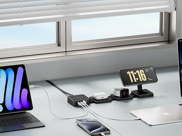 Wireless Charging Station for Apple Devices, Foldable Magnetic Wireless Charger