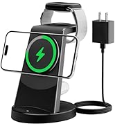 Magnetic Wireless 3in1 Charging Station: 15W Wireless Quick Charger Stand for iPhone 17 16 15 14 ...