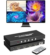 4K HDMI Seamless Multi-Viewer 4x1, 4K@30Hz Quad HDMI Multiviewer Switcher 4 in 1 Out w/IR Remote ...
