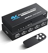 NEWCARE HDMI Switch 4 in 1 Out 4K@60Hz, 4x1 HDMI Splitter Switcher with IR Remote, 4 Port HDMI Se...