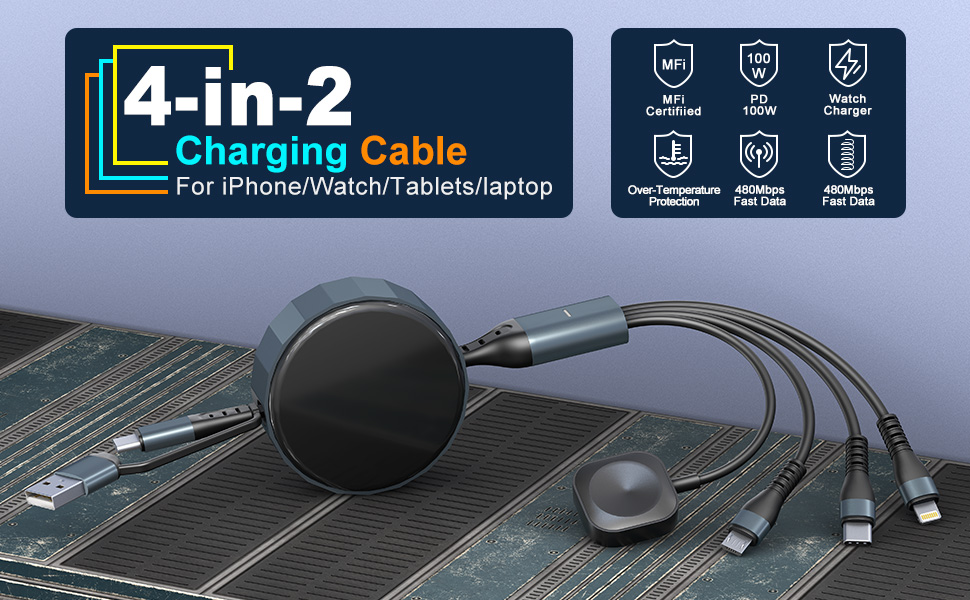 retractable 4 in 1 charging