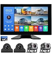 4-Channel 1080p Backup Camera Dash Cam with 10.2'' Screen, DVR Recording Back Up Cam for RV/Truck...