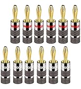 WGGE WG-029 Banana Plugs Audio Jack Connector, 24k Gold Dual Screw Lock Speaker Connector for Spe...