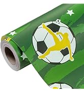 MAYPLUSS Soccer Wrapping Paper Roll for Boys Men, Green Sports Gift Wrap for Birthdays, Team Part...