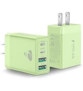 USB C Wall Charger 2-Pack, 40W 4-Port USB C Charger Block PD Power Delivery Fast Type C Charging ...